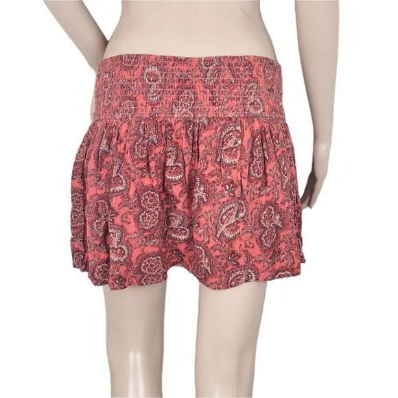 Hollister Orange Tapestry Elastic Waistband Pleated Mini Skirt - Picture 3 of 6